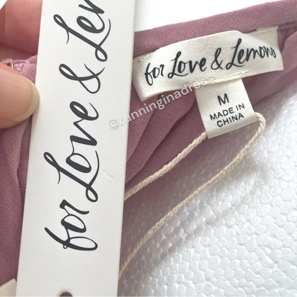 NWT For Love & Lemons Felicity Mini Dress Size Medium In Color Purple Combo - Picture 10 of 16